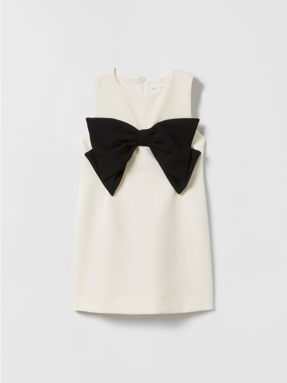 Zara White Formal Dress with Black Bow